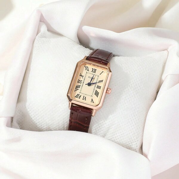 Shein - 1pc Minimalist Vintage Aesthetic Square Dial Watch