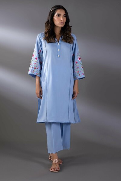 Stitched Lawn Embroidered Shirt + Culotte