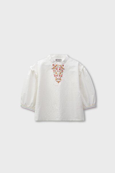 Thread Embroidered White Top