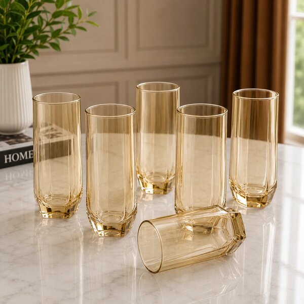 Amber Tumbler Glass – Modern Colored Drinking Glass (335 ml)