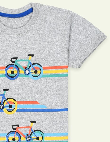 Ixample Boys RTW Printed Jersey 1 Piece Heather Grey Bicycle Graphic Tee - Casual Collection