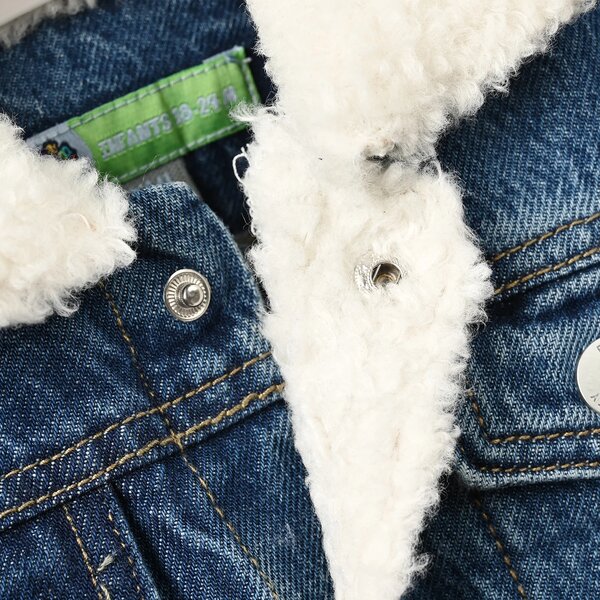 Infant Boys Denim Rigid Jacket White Sherpa - BLUE