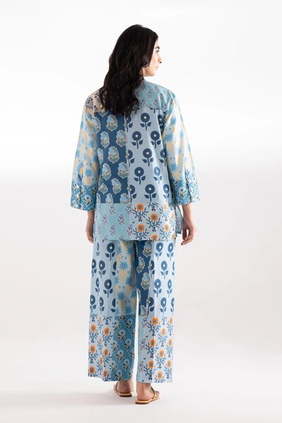 Stitched Printed Textured Wesst Shirt + Culotte