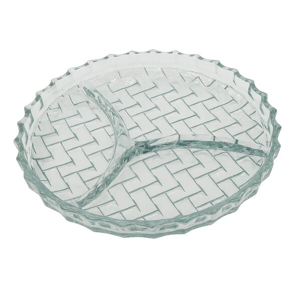 Clear Pressed-Glass 3-Section Dry Fruit Tray – 1 Piece, 224 mm Diameter