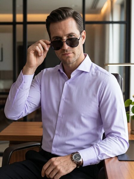 Lilac Plain, Cutaway Collar, Poplin Formal Shirt (FS-3077)