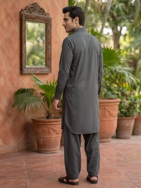 Olive Designer Shalwar Kameez (SK-748)