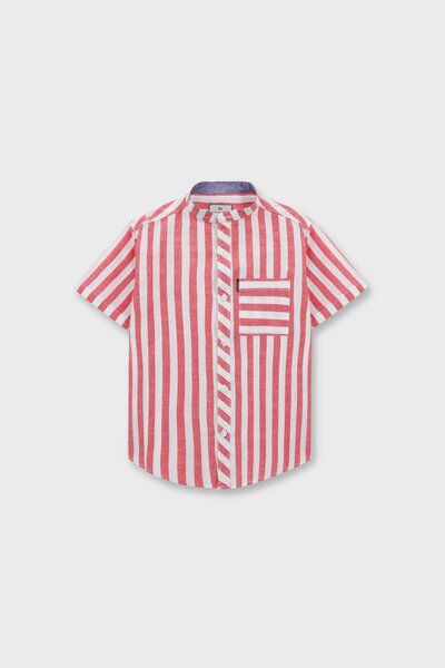 Boys Heritage Red Striped Cotton Shirt