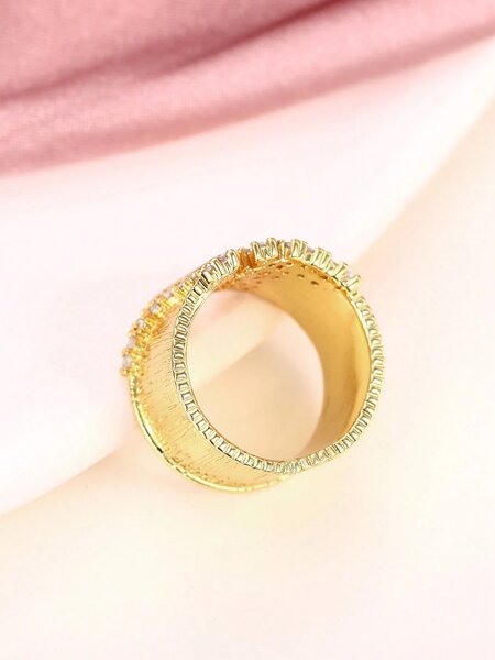Shein - 1Pc Romantic Cubic Zirconia Ring For Women For Valentine'S Day Gift Wedding Party Jewelry