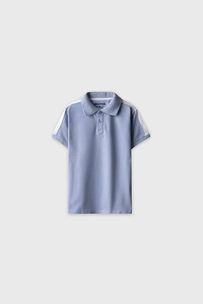 Boys Indigo White Panel Polo Shirt