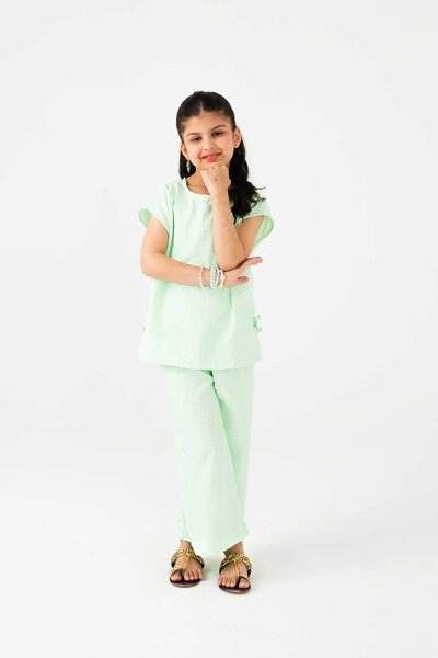 Girls Mint Cotton Co-Ord Set