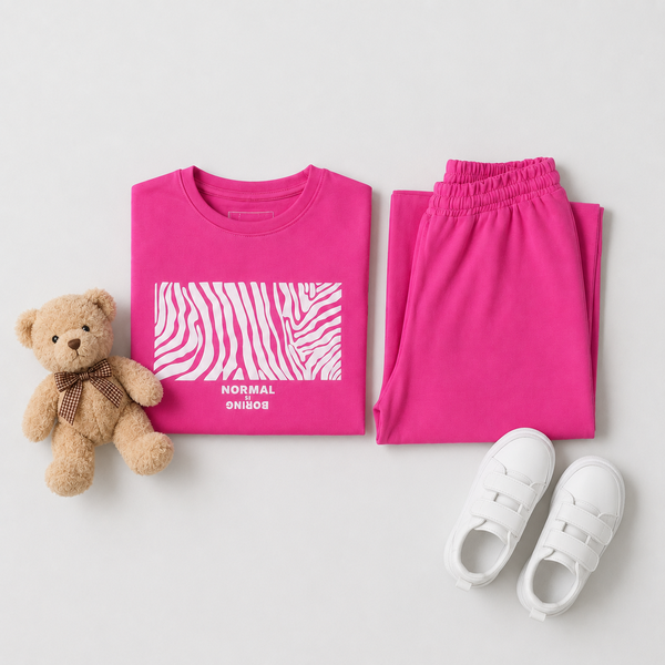Hot Pink Graphic Jersey Co-ord Set