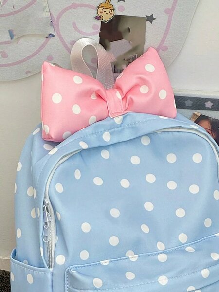 Shein - New Polka Dot Bow Knot Backpack