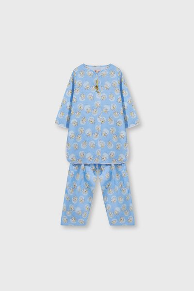 Sky Blossom Cotton Kurta Shalwar - 2pc