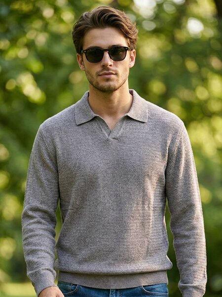 Light Grey Full Sleeves Knitted Sweater (SKJC-004)
