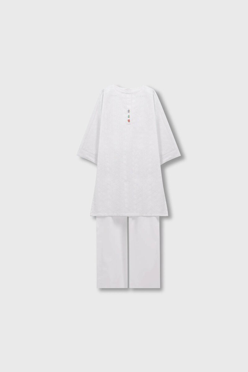 Girls Timeless White Chikankari Kurta Set