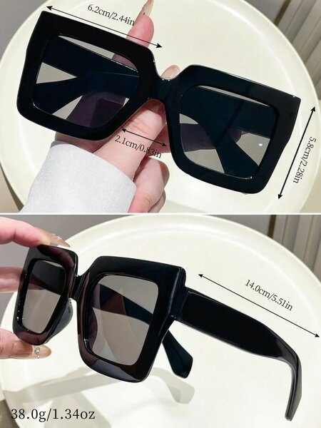 Shein - 1 Pair Unisex Black Oversized Y2K Style Fashion Glasses