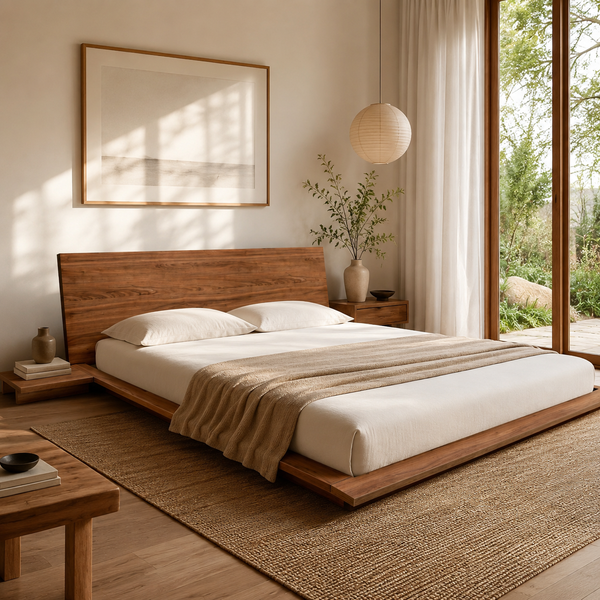 Vincent King Size Floor Bed with Side Tables