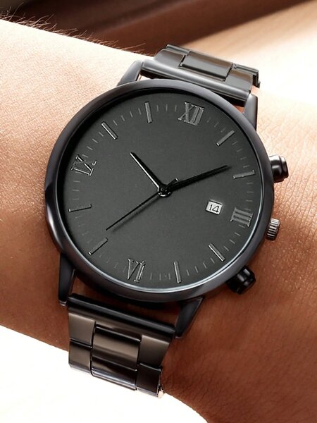 Shein - 3pcs Men's Casual Luxury Business Quartz Watch Set - Fashionable Round Dial