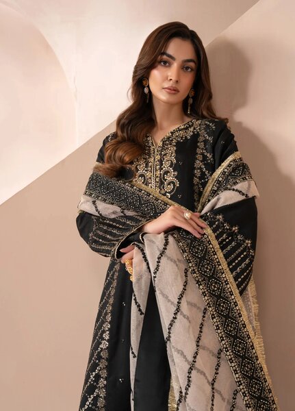 Zaeva by Xenia Formals Unstitched Embroidered Raw Silk 3 Piece Suit XE26UZF D-06-AYANEH - Festive Collection