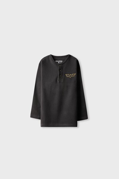 Boys Black Crest Waffle Tee