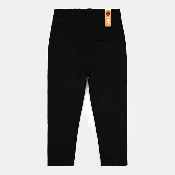 Girls Studded Cotton Twill Straight-Fit Pants – Black