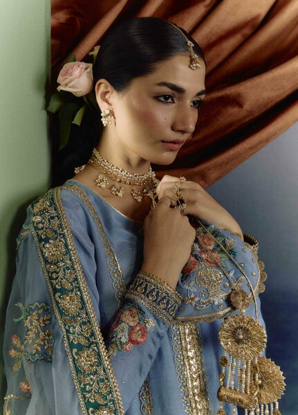 Kamiar Rokni Unstitched Embroidered Raw Silk 3 Piece Suit KR26UF Heer - Festive Collection