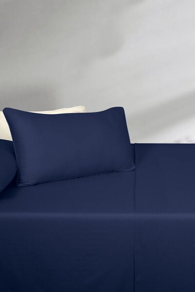 Blue Cube Dobby Bed Sheet Set