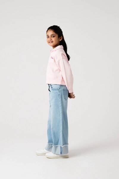 Girls Powder Pink Relaxed Fleece Sweatshirt