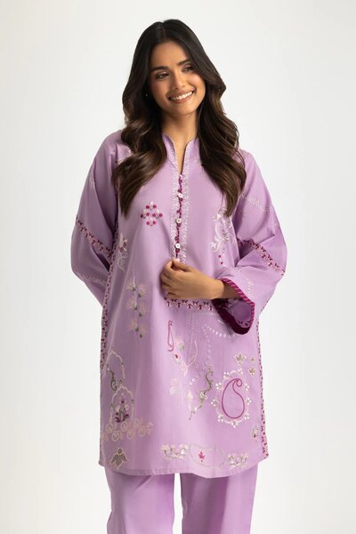 Cotton Viscose Slub Embroidered Co-Ord Set