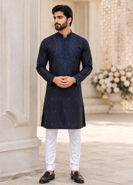 TGM Mens RTW Chikankari Chikankari Kurta Pajama Suit Vian Blue Festive Collection