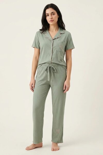 BLS - Ribbed Cotton Pajama Set - Green