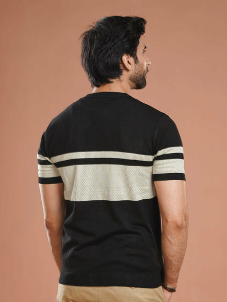 Black & Fawn Premium Knitted Crew Neck T-Shirt (SKCN-031)
