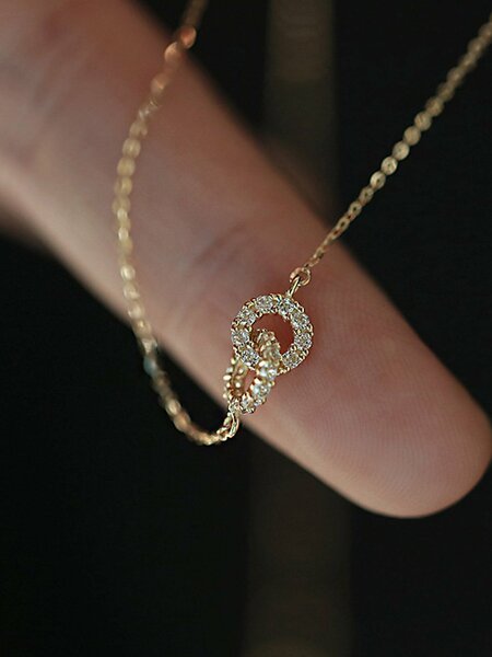 Shein - 1pc Luxurious Japanese Korean S925 Sterling Silver Loop By Loop Bracelet For Women Circular Double Ring Gold Plated Bracelets Gift