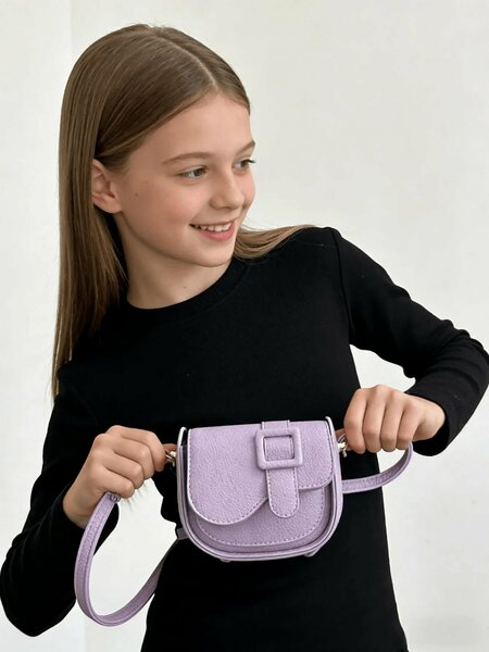 Shein - Girls' Fashionable PU Leather Mini Crossbody Bag