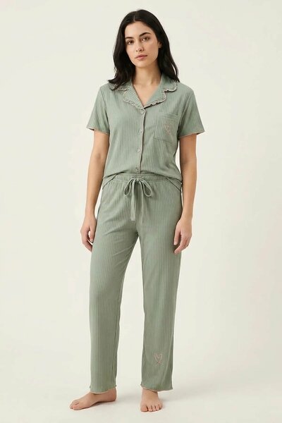 BLS - Ribbed Cotton Pajama Set - Green