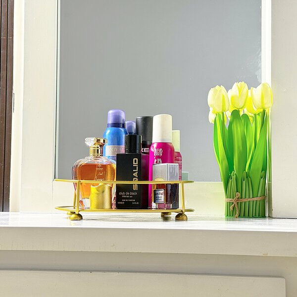 Home.co - Glassy Golden Vanity Display With Mirror (Random Color)