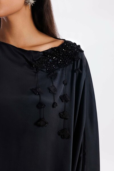 Stitched Dyed Satin Shirt + Culotte
