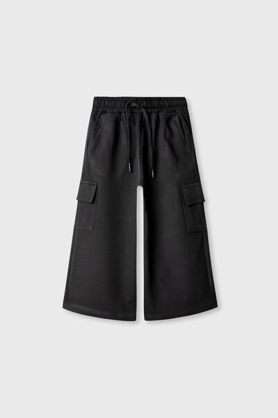 Girls Black Streetline Cargo Trousers