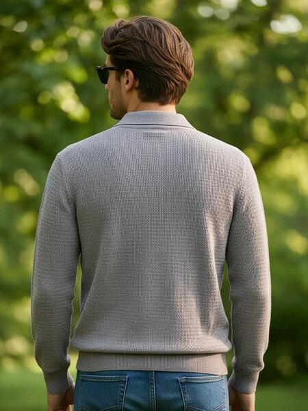 Light Grey Full Sleeves Knitted Sweater (SKJC-004)