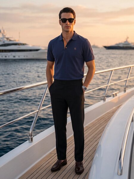 Navy Blue Designer Polo T-Shirt (POLO-1233)