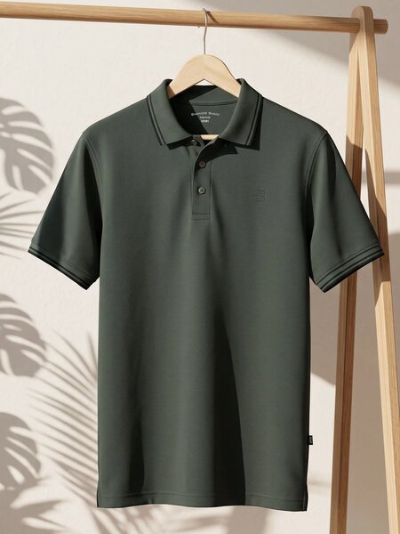 Dark Green Contrast Tipping Polo T-Shirt (POLO-1272)