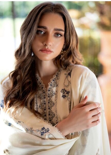 Serenity by Florent Unstitched Embroidered Karandi 3 Piece Suit FL26USF Aster - Festive Collection