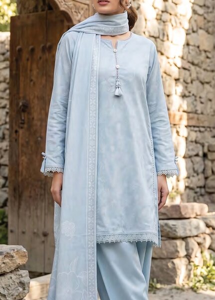 Lakhany Unstitched Printed Pashmina 3 Piece Suit LSM26UP LG-IZ-0834-B - Casual Collection