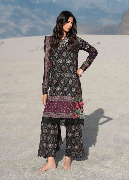 Combination by Charizma Unstitched Embroidered Linen 3 Piece Suit CHR26ULC CCW7-23 - Casual Collection