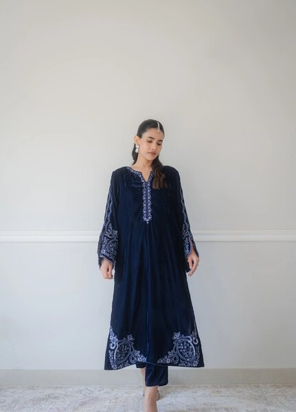 Atelier Velours by Rashid Textiles RTW Embroidered Velvet 3 Piece Suit RT26RAV Midnight - Festive Collection