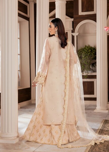 La Elise Women Unstitched Embroidered Khadi Silk 3 Piece Suit 000102 Orla - Festive Collection