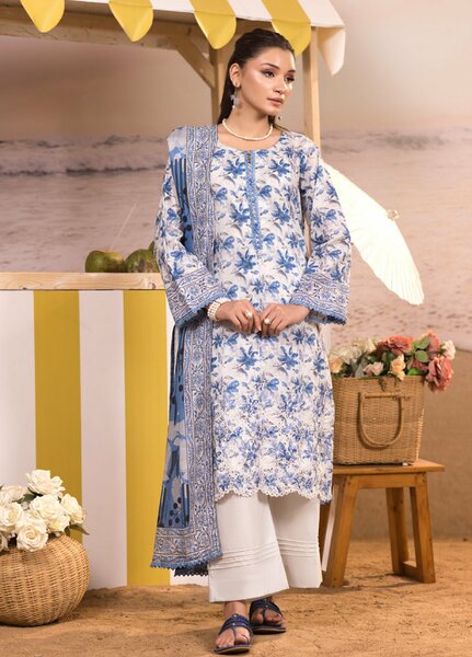 Regalia Textiles Unstitched Embroidered Lawn 3 Piece Suit RG26UEL D-3 - Casual Collection