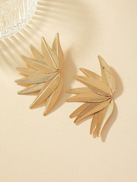 Shein - 2pcs Leaf Design Stud Earrings