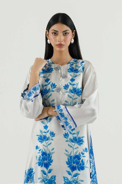 Stitched Printed Satin Shirt+ Culotte