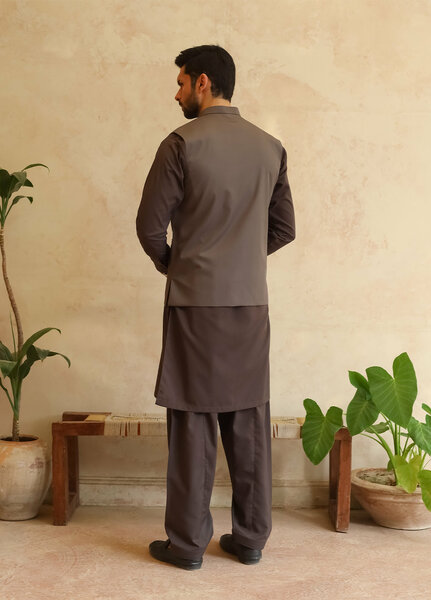 A-Line by Mazham RTW Solids Blended 3 Piece Suit Charcoal Gray Winter Collection